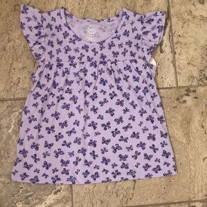 NWT Size Medium (7-8) Wonder Nation Purple Floral Ruffle Knit Top